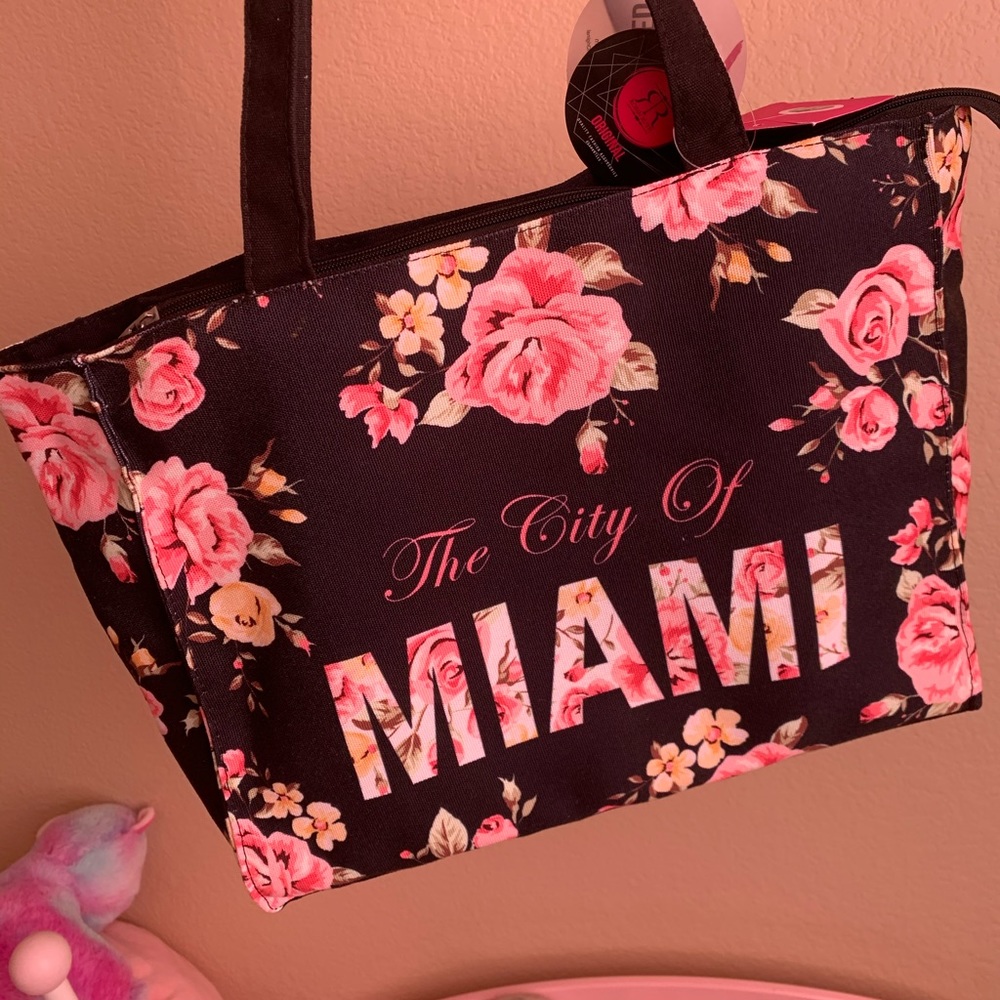 SOLD Miami Beach purse and makeup bag